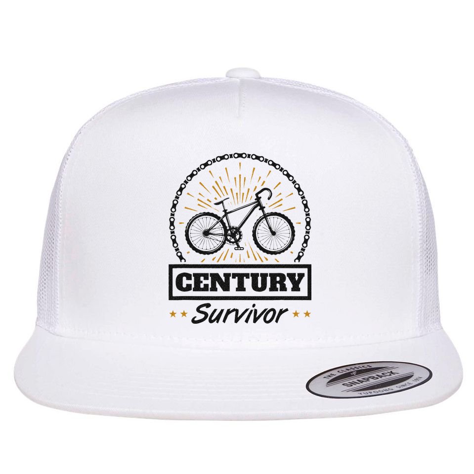 Century Survivor Road Cycling Ride 100 Miles Flat Bill Trucker Hat