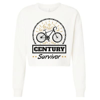 Century Survivor Road Cycling Ride 100 Miles Cropped Pullover Crew