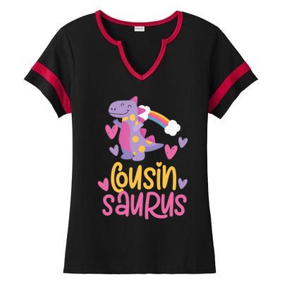 Cousin Saurus Rex Dinosaur Ladies Halftime Notch Neck Tee