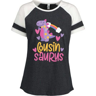 Cousin Saurus Rex Dinosaur Enza Ladies Jersey Colorblock Tee