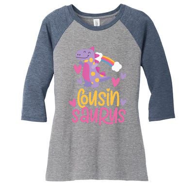 Cousin Saurus Rex Dinosaur Women's Tri-Blend 3/4-Sleeve Raglan Shirt