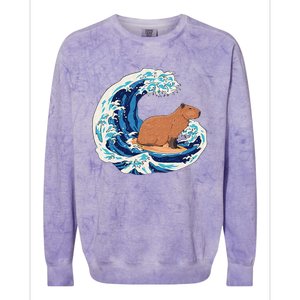 Capybara Surfing Rodent Wave Humor Animal Colorblast Crewneck Sweatshirt