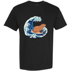 Capybara Surfing Rodent Wave Humor Animal Garment-Dyed Heavyweight T-Shirt