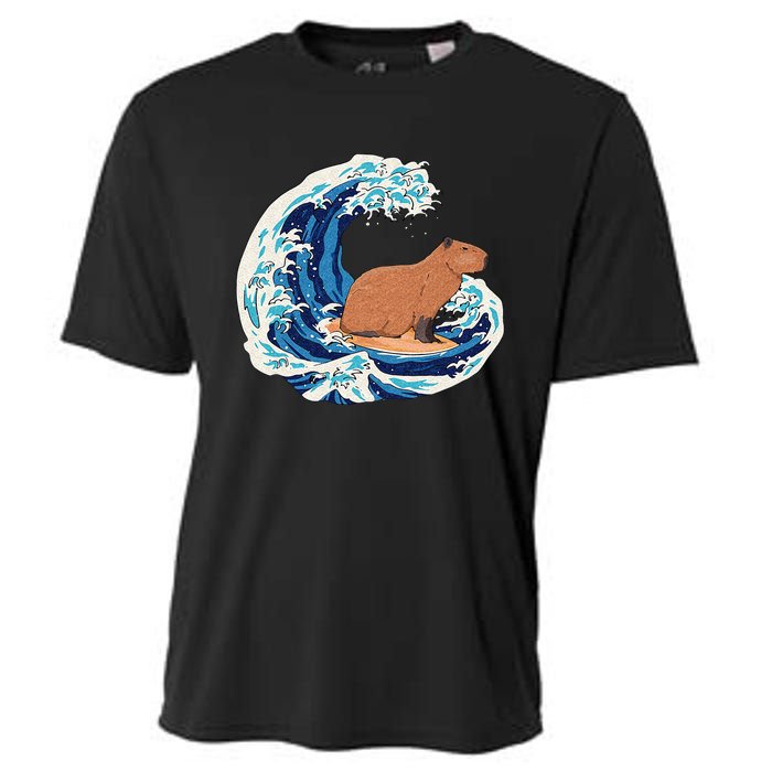 Capybara Surfing Rodent Wave Humor Animal Cooling Performance Crew T-Shirt