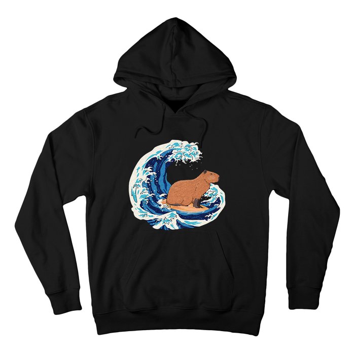 Capybara Surfing Rodent Wave Humor Animal Hoodie