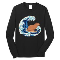 Capybara Surfing Rodent Wave Humor Animal Long Sleeve Shirt