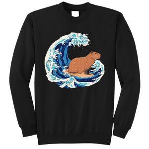 Capybara Surfing Rodent Wave Humor Animal Sweatshirt