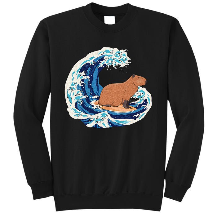 Capybara Surfing Rodent Wave Humor Animal Sweatshirt