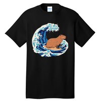 Capybara Surfing Rodent Wave Humor Animal Tall T-Shirt