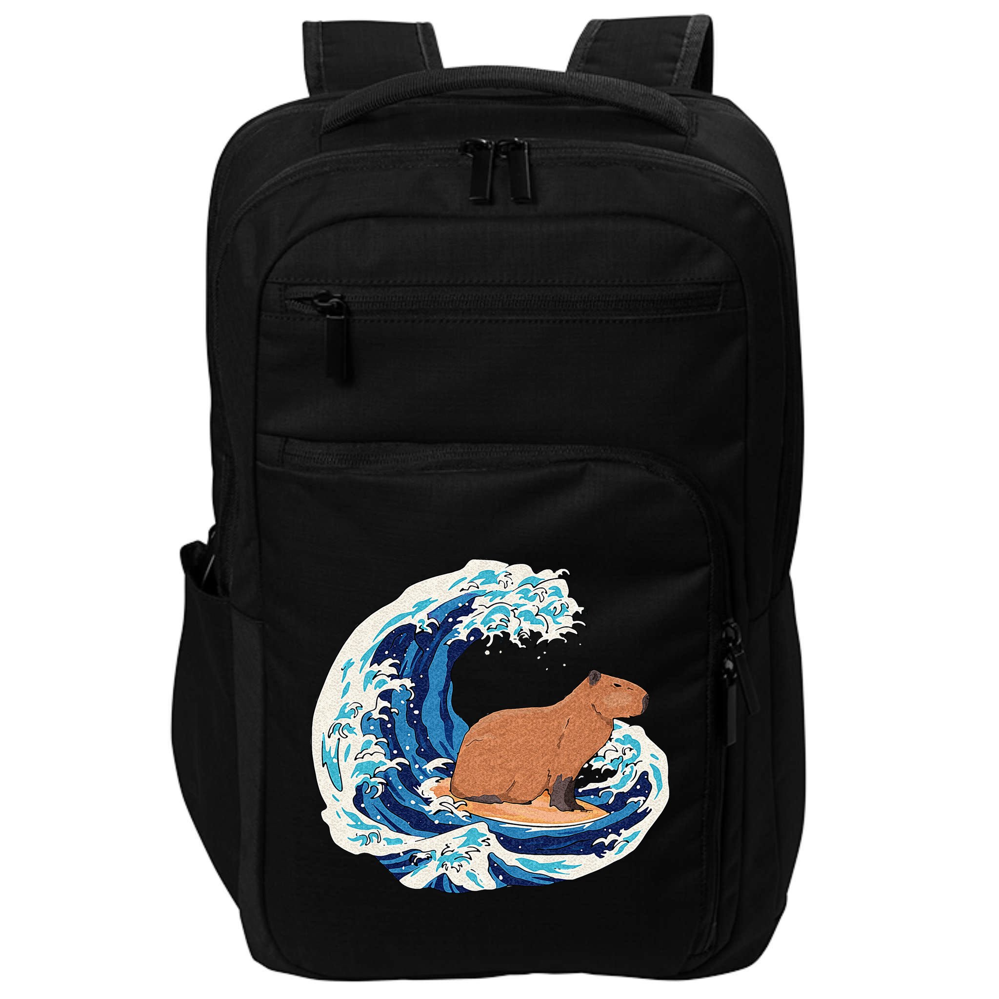 Capybara Surfing Rodent Wave Humor Animal Impact Tech Backpack
