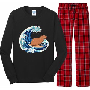 Capybara Surfing Rodent Wave Humor Animal Long Sleeve Pajama Set