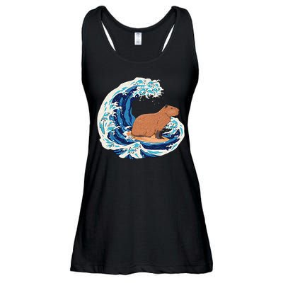Capybara Surfing Rodent Wave Humor Animal Ladies Essential Flowy Tank