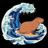 Capybara Surfing Rodent Wave Humor Animal 16 in Basic Backpack