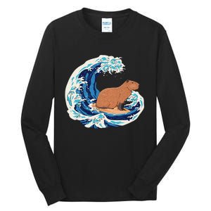 Capybara Surfing Rodent Wave Humor Animal Tall Long Sleeve T-Shirt