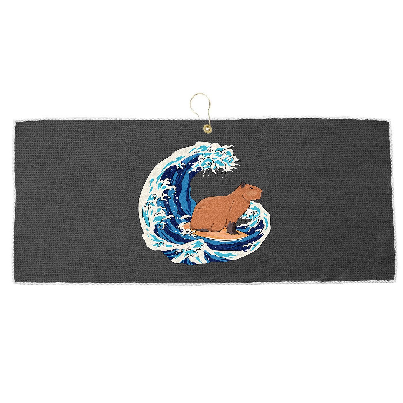 Capybara Surfing Rodent Wave Humor Animal Large Microfiber Waffle Golf Towel