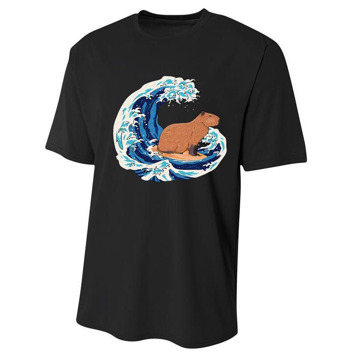 Capybara Surfing Rodent Wave Humor Animal Performance Sprint T-Shirt