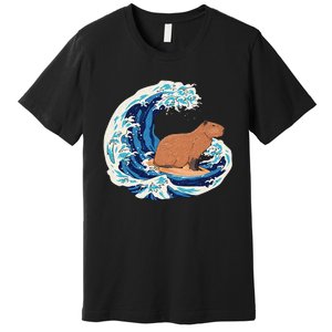 Capybara Surfing Rodent Wave Humor Animal Premium T-Shirt