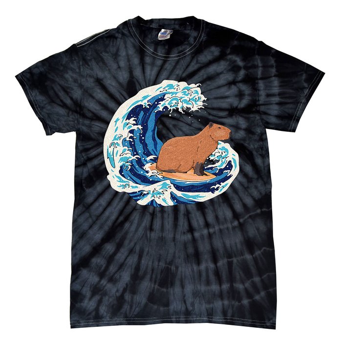 Capybara Surfing Rodent Wave Humor Animal Tie-Dye T-Shirt