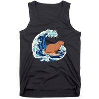 Capybara Surfing Rodent Wave Humor Animal Tank Top