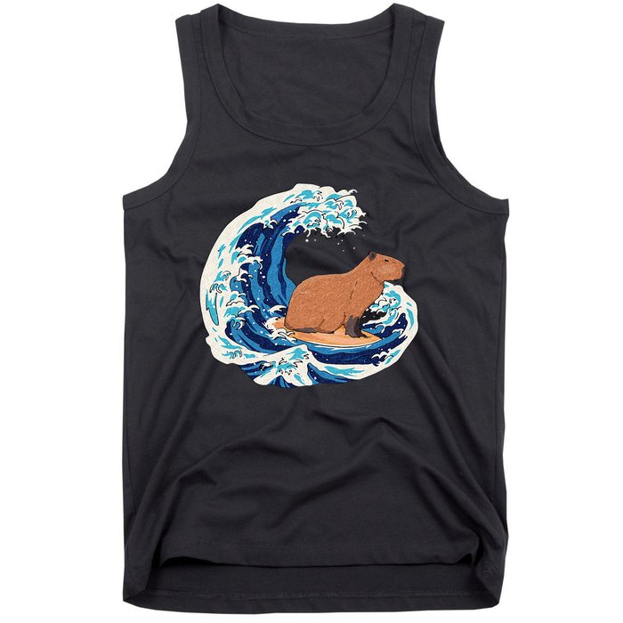 Capybara Surfing Rodent Wave Humor Animal Tank Top