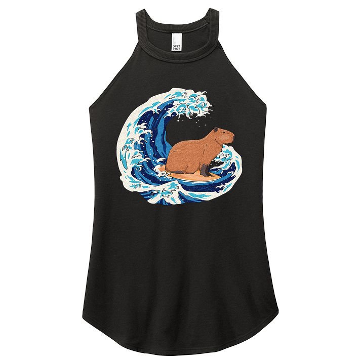 Capybara Surfing Rodent Wave Humor Animal Women's Perfect Tri Rocker Tank