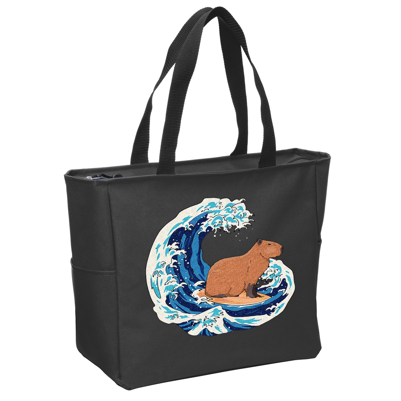 Capybara Surfing Rodent Wave Humor Animal Zip Tote Bag