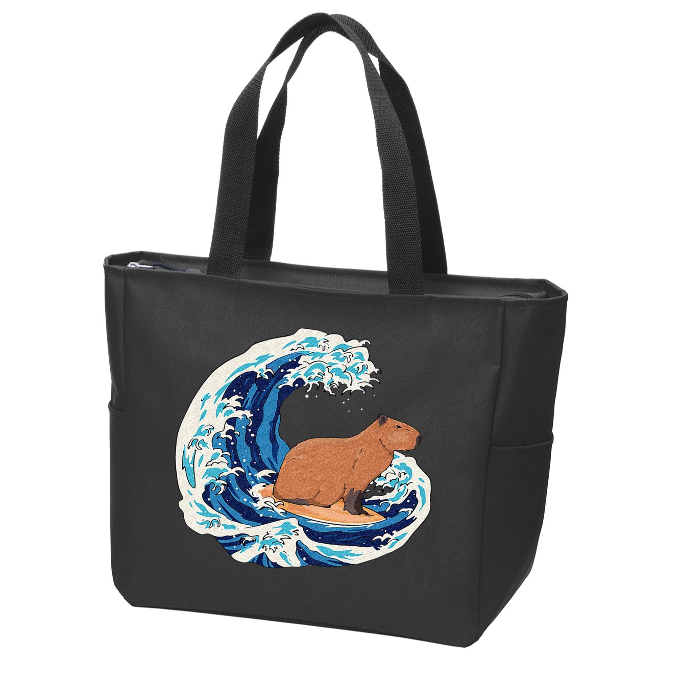 Capybara Surfing Rodent Wave Humor Animal Zip Tote Bag