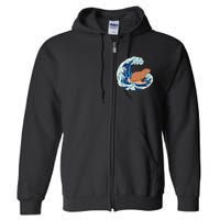 Capybara Surfing Rodent Wave Humor Animal Full Zip Hoodie