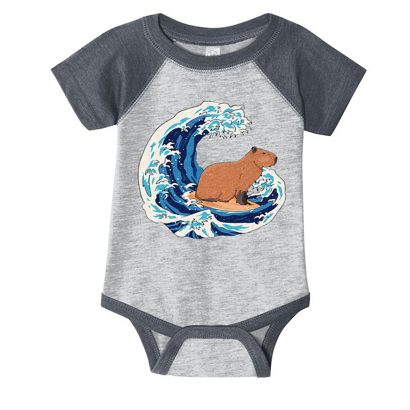 Capybara Surfing Rodent Wave Humor Animal Infant Baby Jersey Bodysuit