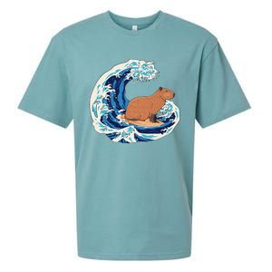 Capybara Surfing Rodent Wave Humor Animal Sueded Cloud Jersey T-Shirt