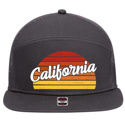 California Sunset Retro Vintage 7 Panel Mesh Trucker Snapback Hat