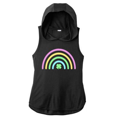 Colorful Shamrock Rainbow Ladies PosiCharge Tri-Blend Wicking Draft Hoodie Tank