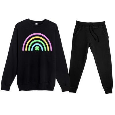 Colorful Shamrock Rainbow Premium Crewneck Sweatsuit Set