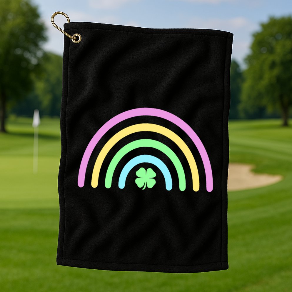 Colorful Shamrock Rainbow Golf Towel