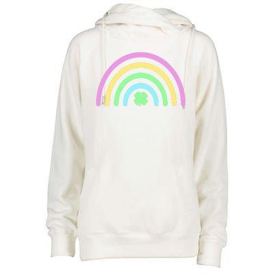 Colorful Shamrock Rainbow Womens Funnel Neck Pullover Hood