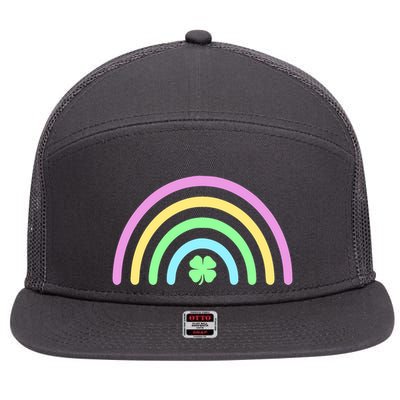Colorful Shamrock Rainbow 7 Panel Mesh Trucker Snapback Hat