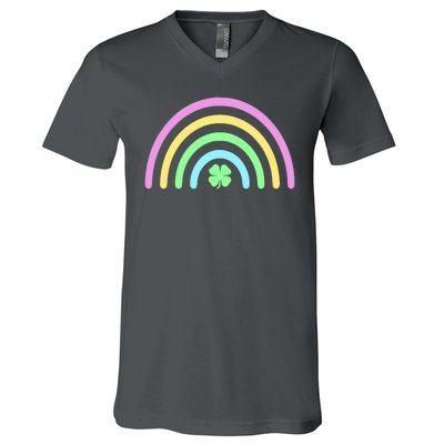 Colorful Shamrock Rainbow V-Neck T-Shirt