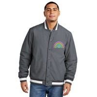 Colorful Shamrock Rainbow Insulated Varsity Jacket