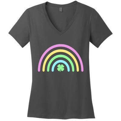 Colorful Shamrock Rainbow Women's V-Neck T-Shirt