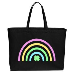 Colorful Shamrock Rainbow Cotton Canvas Jumbo Tote