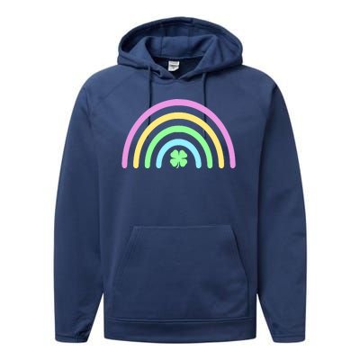 Colorful Shamrock Rainbow Performance Fleece Hoodie