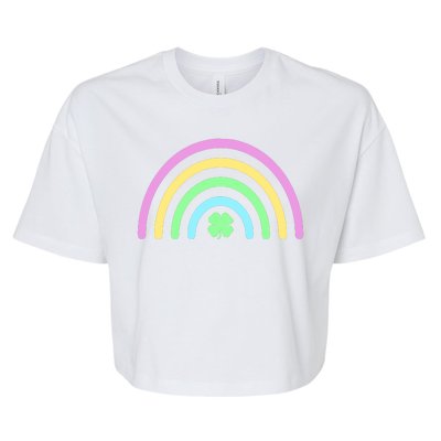 Colorful Shamrock Rainbow Bella+Canvas Jersey Crop Tee