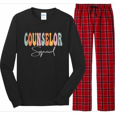 Counselor Squad Retro Groovy Funny Happy First Day Of School Long Sleeve Pajama Set