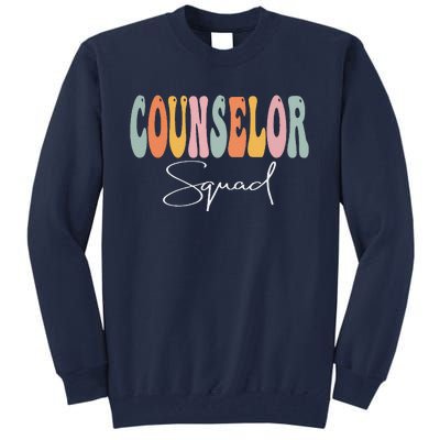 Counselor Squad Retro Groovy Funny Happy First Day Of School Tall Sweatshirt