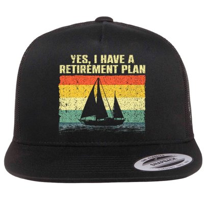 Cool Sailing Retirement Plan Boating Sailboat Flat Bill Trucker Hat