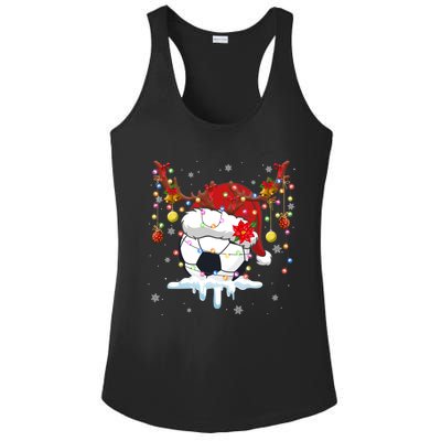 Christmas Soccer Reindeer And Santa Hat Xmas Tree Light Gift Ladies PosiCharge Competitor Racerback Tank