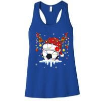 Christmas Soccer Reindeer And Santa Hat Xmas Tree Light Gift Women's Racerback Tank