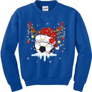 Christmas Soccer Reindeer And Santa Hat Xmas Tree Light Gift Kids Sweatshirt