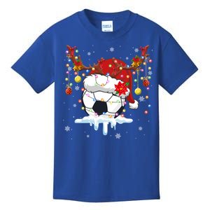 Christmas Soccer Reindeer And Santa Hat Xmas Tree Light Gift Kids T-Shirt