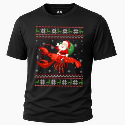 Christmas Santa Riding Lobster Funny Ugly Xmas Sweater Long Sleeve Performance Shirt